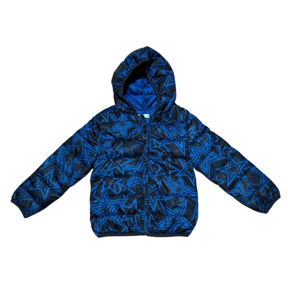 Epic Threads Blue Stars Black Jacket Hooded Boys Size 5 - Picture 1 of 5